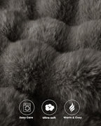 Ultra Soft Cozy Faux Fur Throw Blanket, Fuzzy Plush Thick Bubble Blanket, Oversize Luxury Fluffy Blanket for Couch, Bed, and Living Room, 60x80 Inches, Dark Grey Taupe