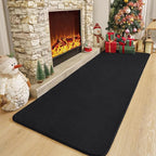 Amearea Modern Soft Hallway Runner Rug, 3x10 Feet Washable Long Runner Rugs for Hallway, Black Fluffy Bedroom Bedside Rugs, Non Slip Memory Foam Rug Carpet for Entrance Kitchen Living Room Home Decor