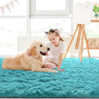 LOCHAS Area Rugs Fluffy Living Room Carpets for Kids Bedroom 6x9, Blue
