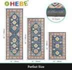 HEBE Boho Kitchen Rug Sets 3 Piece with Runner Non Slip Kitchen Rugs and Mats Washable Kitchen Mats for Floor Thick Kitchen Floor Mat Carpet Runner Rugs for Hallway Laundry Holiday Decor