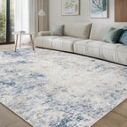 8x10 Washable Area Rugs for Living Room,Bedroom,Dining Room- Blue Beige