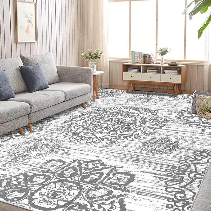 HEBE Area Rug for Living Room 9'x12', Washable Non Slip Boho Bedroom Rug