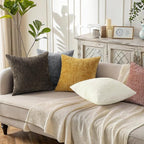 decorUhome Summer Pink Chenille Throw Pillow Covers 16x16 Set of 2 Textured Soft Cozy Slubby Couch Pillow Covers Modern Farmhouse Boho Decorative Pillow Cases for Bed Sofa Living Room