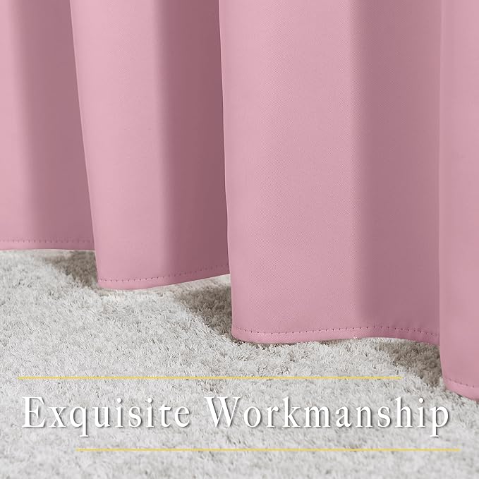 NICETOWN Blackout Draperies Curtain Panels - Window Treatment Thermal Insulated Solid Grommet Blackout Curtains/Panels/Drapes for Bedroom (Crystal Pink, Set of 2, 80 by 95 Inch)