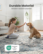 AMADA HOMEFURNISHING 8x10 Washable Area Rug, Low-Profile with Non-Slip Backing & Durable Edge Binding, Vintage Large Rugs for Living Room, Bedroom, Dining Room, Blue