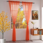 SpaceDresser Basic Rod Pocket Sheer Voile Window Curtain Panels Jaffa Orange 1 Pair 2 Panels 52 Width 90 Inch Long for Kitchen Bedroom Children Living Room Yard(Jaffa Orange,52 W x 90 L)
