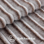 decorUhome Cozy Faux Fur Throw Pillow Covers 26x26 Set of 2 Decorative Soft Plush Striped Modern Farmhouse Boho Couch Euro Sham Pillow Cases with Velvet Back for Sofa Bed Living Room, Brown White