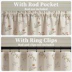 XOGUIBO Kitchen Valances for Windows, Floral Embroidered 52x18 Inch 1 Panel