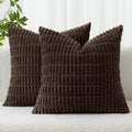 MIULEE Corduroy Decorative Throw Pillow Covers 20x20 Dark Brown Pack of 2