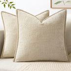 MIULEE Decorative Couch Throw Pillow Covers 20x20 Inch Beige 2 Pack