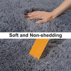Ultra Soft Runner Rugs for Bedroom Hallways with Upgraded Non-Slip Rubber Backing & Thick Memory Sponge, 2 Packs 2x6 Feet Fluffy Shag Throw Area Rug for Bedside Dorm Dark Grey