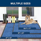 Smiry Front Door Mat Outside Entrance, Heavy Duty Sturdy Natural Rubber Doormat, Trap Dirt and Moisture, Easy Clean Low Profile Mats for Indoor Outdoor Entry, Irregular Triangle (71x47, Blue)
