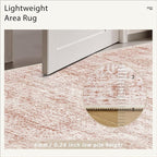 5x7 Area Rugs Pink Low Pile Indoor Washable Trendy Faded Style Rugs for Bedroom Living Room Dining Room Foldable Non-Slip Thin Print Mat
