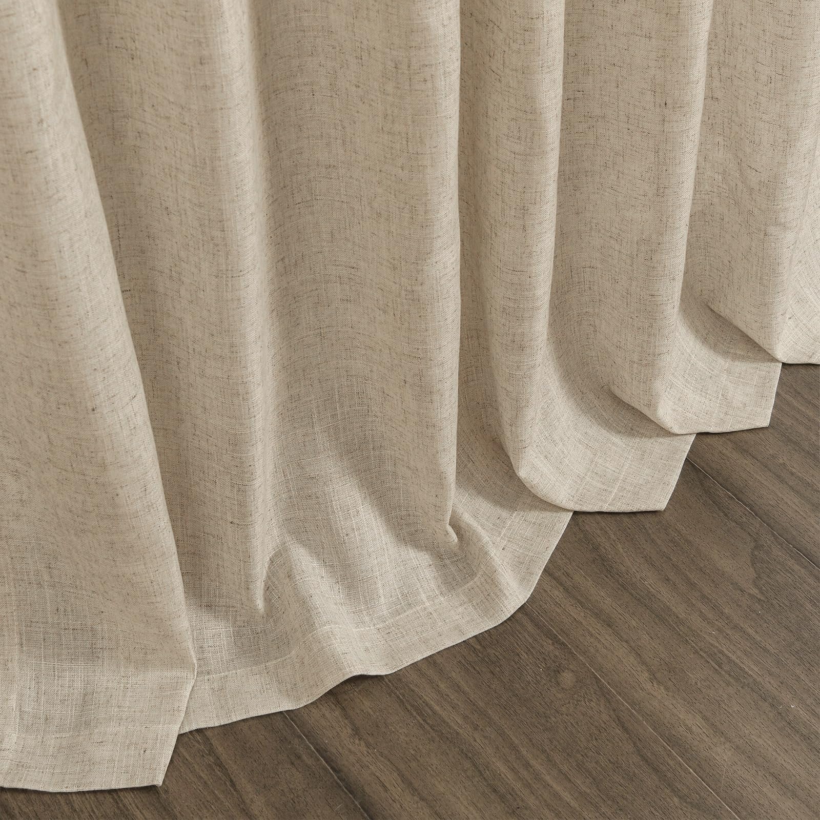 Taupe Burlywood Linen Curtains for Living Room 105 Inches Long Light Filtering Semi Sheer Curtain Back Tab Rustic Luxury Neutral Modern Farmhouse Decor Drapes for Bedroom Dinner Room 52x105, 2 Panels