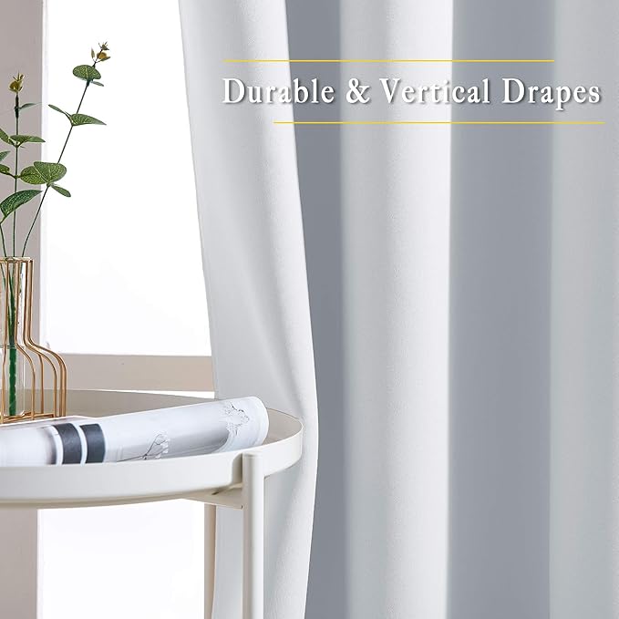 NICETOWN Room Darkening Curtains for Nursery, Grommet Thermal Insulated Light Blocking Window Treatments Sound Reducing for Bedroom, W37 x L72, 2 Panels, Greyish White