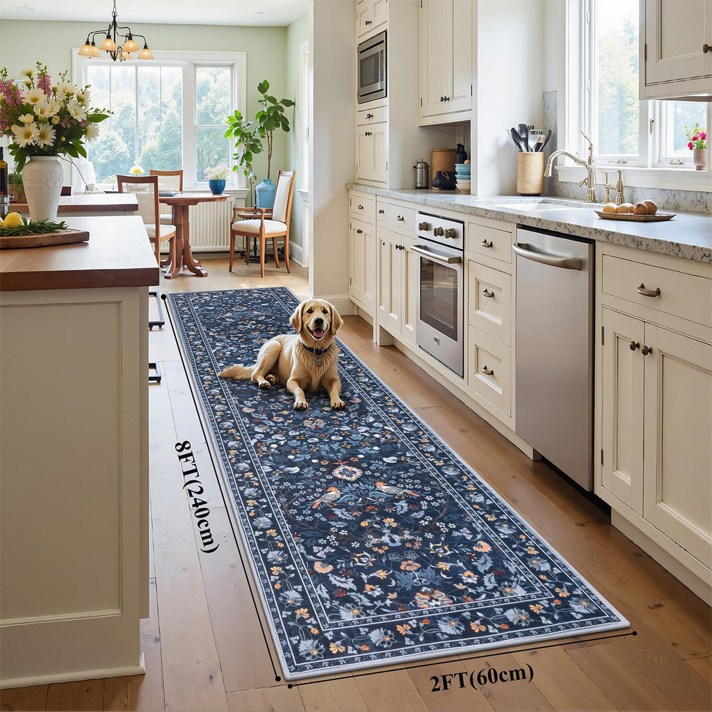 HEBE Hallway Runner Rug 2'x8', Washable Non Slip Kitchen Rug Runner