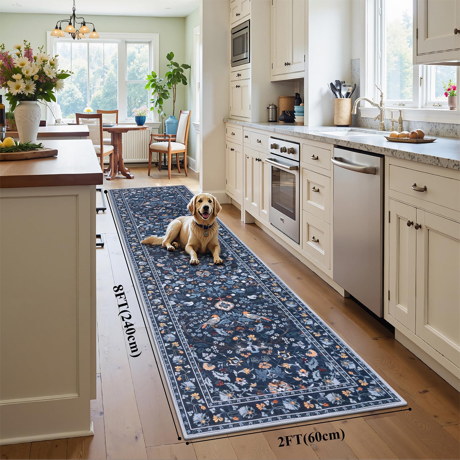 HEBE Hallway Runner Rug 2'x8', Washable Non Slip Kitchen Rug Runner