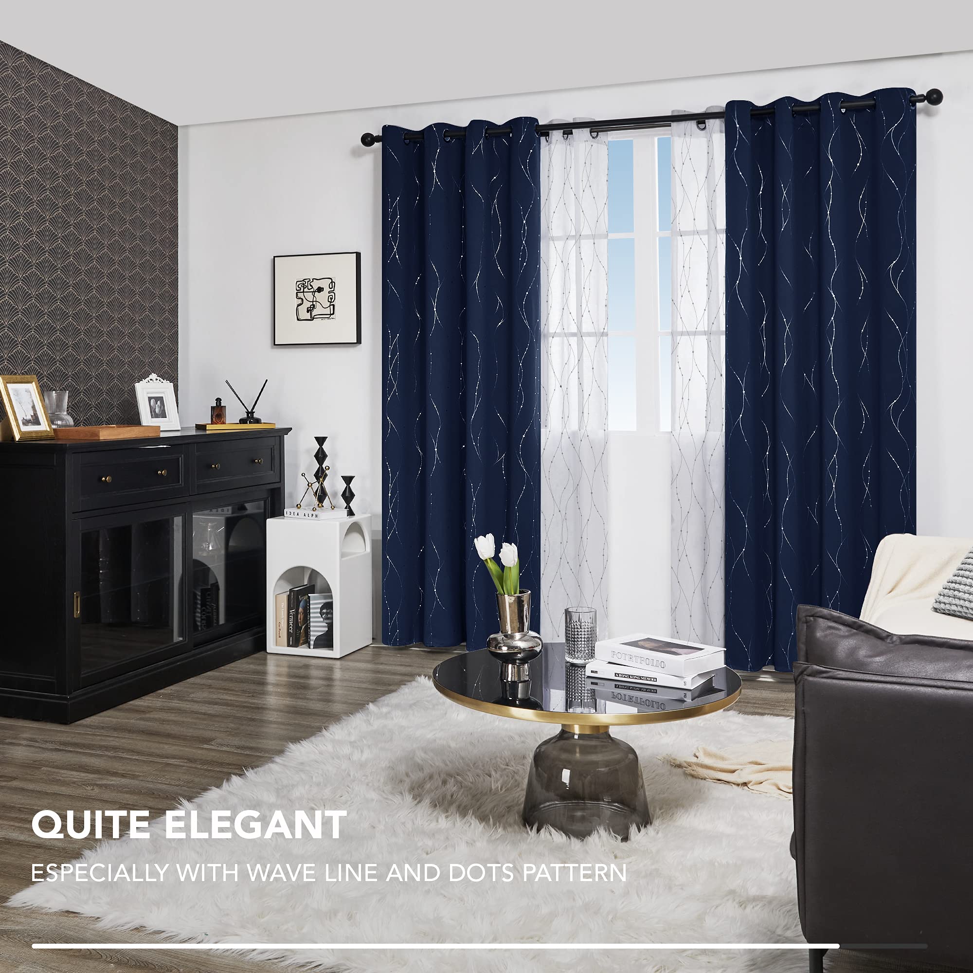 Deconovo Living Room Curtains 108 Inch Long, Blackout Curtains for Bedroom