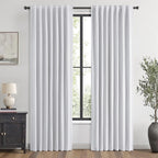 MIULEE 100% Blackout Linen Curtains 42 x 84 Inch Grayish White 2 Panels