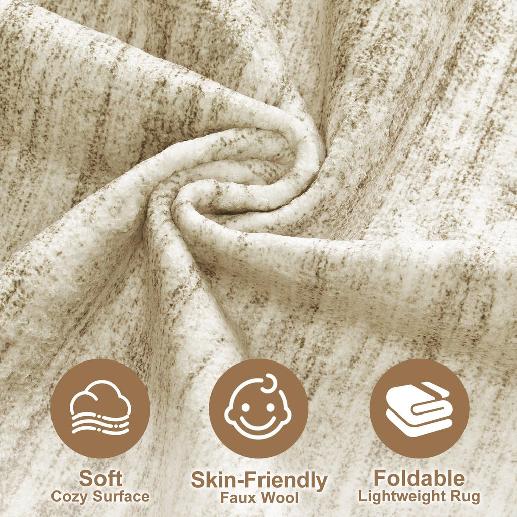 Nakagishi 10x14 Area Rugs Living Room: Washable Large Vintage Rug Neutral Non-Slip Soft Stain Resistant Indoor Carpet for Bedroom Nursery Dining Room Office Playroom - Brown-01