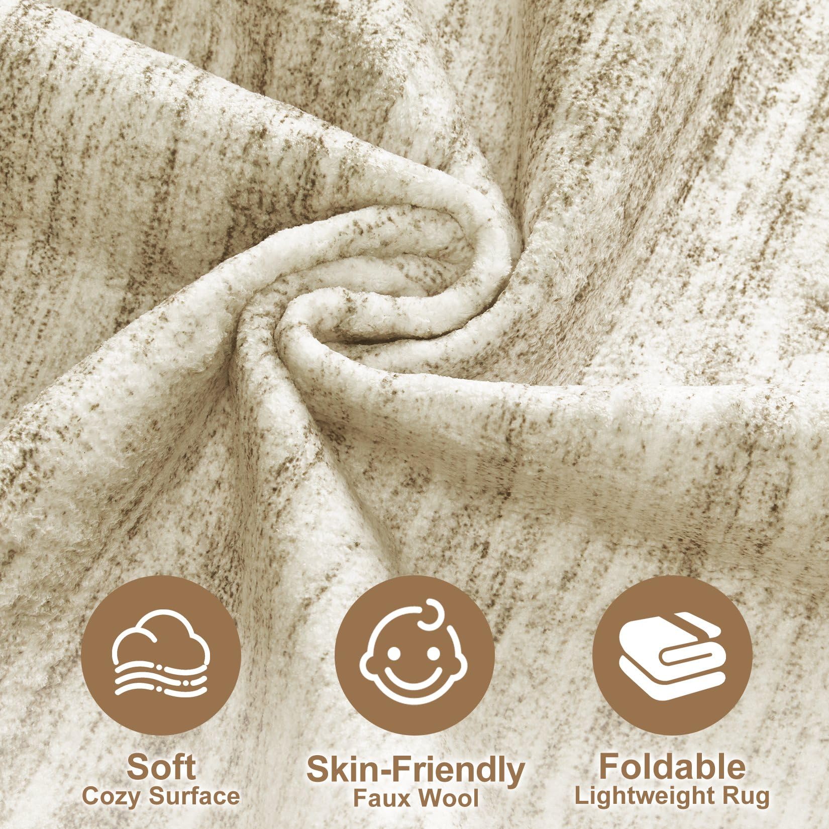 Nakagishi 10x14 Area Rugs Living Room: Washable Large Vintage Rug Neutral Non-Slip Soft Stain Resistant Indoor Carpet for Bedroom Nursery Dining Room Office Playroom - Brown-01