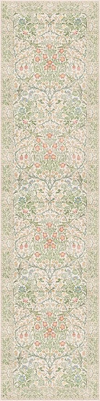 Washable Beige Green 2x10 Runner Rug for Hallway Kitchen Entryway Laundry Room, Non-Slip Stain Resistant Long Floor Mat, Vintage Floral Aethestic Design (Beige Green 2x10)