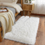 Ailyei Ultra Soft Runner Rugs for Bedroom Hallways with Upgraded Non-Slip Rubber Backing & Thick Memory Sponge, 2x4 Feet Fluffy Shag Throw Area Rug for Bedside Dorm Cream