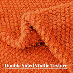 Whale Flotilla Twin Size Fuzzy Fleece Blanket, Fluffy Warm Soft Jacquard Bed Blankets for All Season, Lightweight and Cozy, 60x80 Inch, Burnt Orange