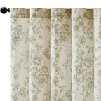 jinchan Vintage Floral Linen Curtains 96 Long for Living Room 2 Panels