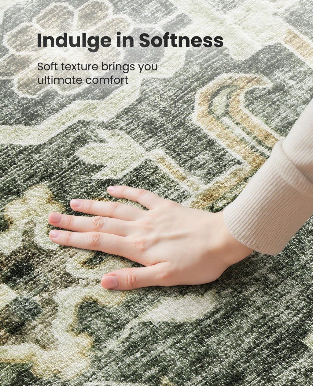 AMADA HOMEFURNISHING 5x7 Area Rugs, Washable Living Room Rug Low-Profile with Non-Slip Backing & Durable Edge Binding, Vintage 5x7 Rugs for Living Room, Bedroom, Dining Room