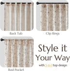 jinchan Floral Linen Curtains for Living Room 96 Inch Length Brown Flower Curtain Rod Pocket Back Tab Farmhouse Curtains with Printed Floral Bedroom Window Curtain Set, 2 Panels Brown