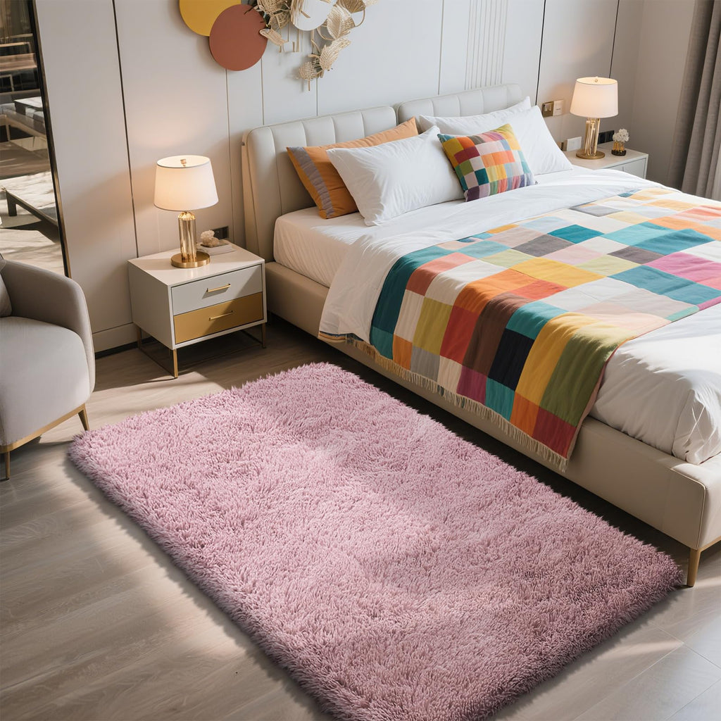 yulidayang 6x9 Fluffy Area Rug for Living Room,Shag Rugs for Bedroom,Tie-Dyed Beige