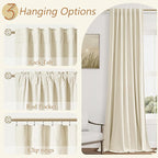 Guken 100% Blackout Curtains 108 Inch Length 2 Panels Set for Living Room Bedroom Back Tab Thermal Insulated Black Out Linen Drapes Room Darkening Window Curtains Warm Beige 52x108
