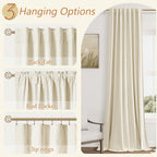 Guken 100% Blackout Curtains 63 Inch Length 2 Panels Set for Living Room Bedroom Back Tab Thermal Insulated Black Out Linen Drapes Room Darkening Window Curtains 63 Inches Long,Warm Beige