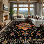 RELEANY Washable Area Rug, Large 9'x12', Black/Colorful
