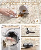 Restydon Washable Runner Rug 2.5x16, Non-Slip Long Kitchen Rugs,Cream/Beige