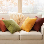 Topfinel Decorative Throw Pillow Covers Cushion Cases, Set of 4 Soft Velvet Modern Double-Sided Designs, Mix and Match for Home Decor, Pillow Inserts Not Included (26x26 inch, Yellow/Orange)