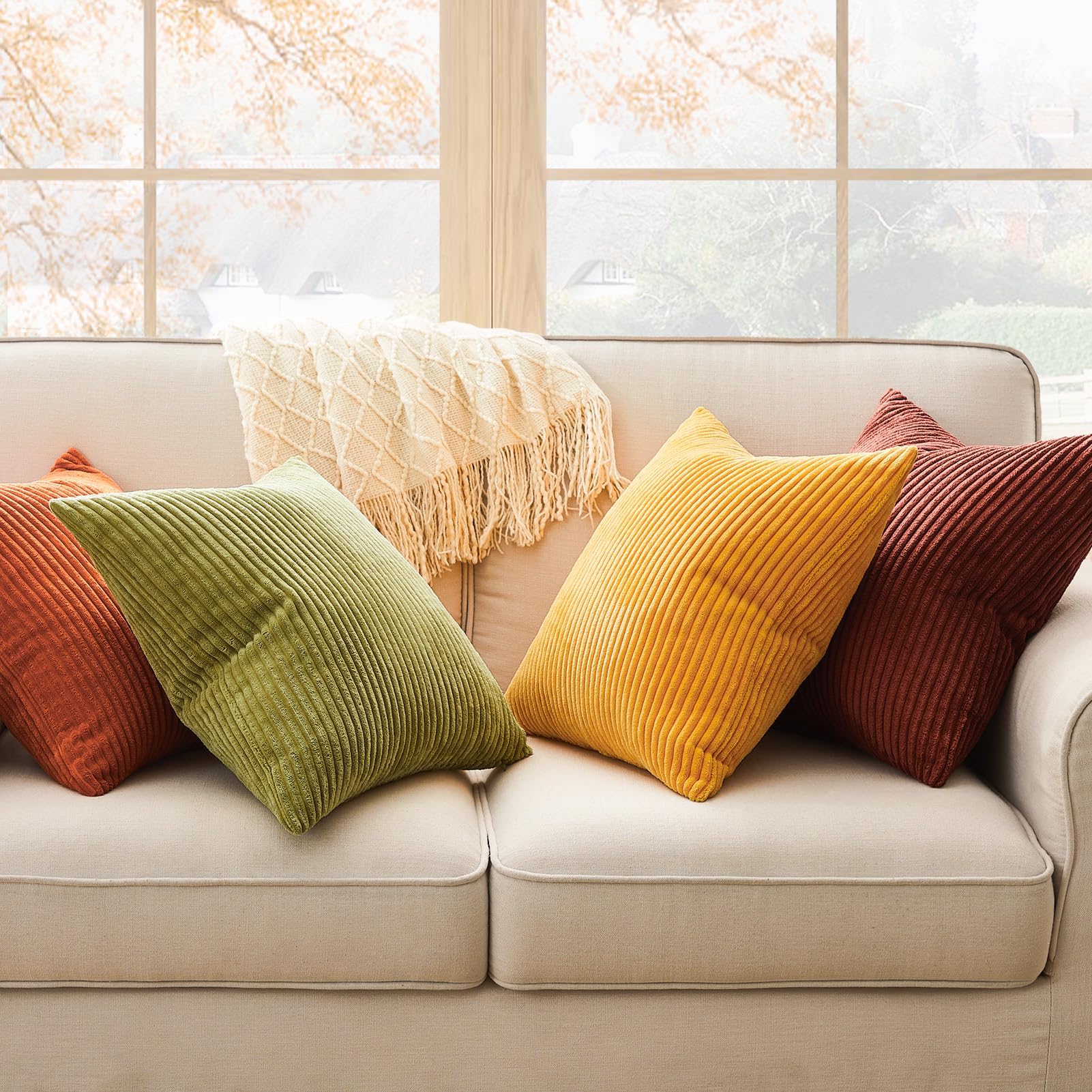 Topfinel Decorative Throw Pillow Covers Cushion Cases, Set of 4 Soft Velvet Modern Double-Sided Designs, Mix and Match for Home Decor, Pillow Inserts Not Included (26x26 inch, Yellow/Orange)