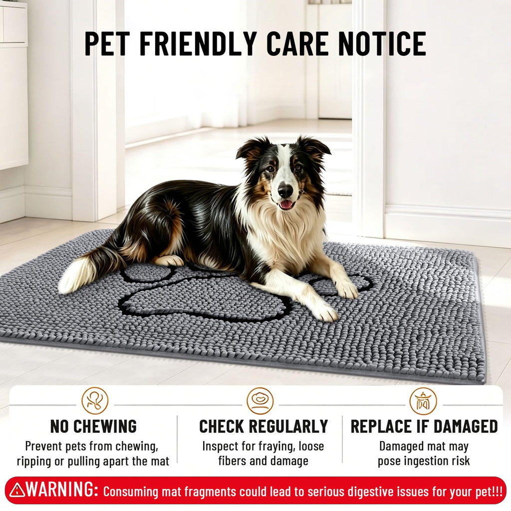 Smiry Dog Door Mat for Muddy Paws, Absorbent Non Slip Dirt Trapper, 45x27