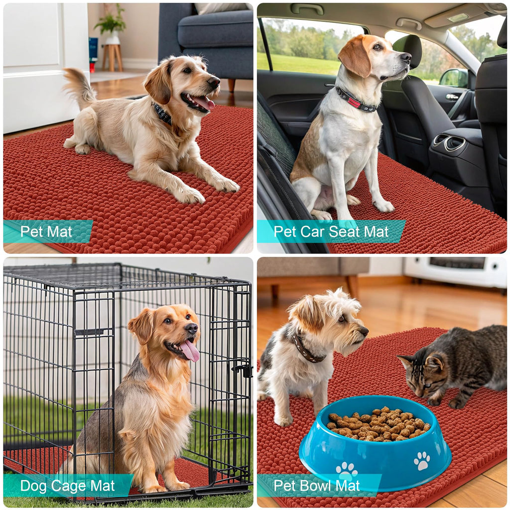 OLANLY Dog Door Mat for Muddy Paws 40x24, Super Absorbent Chenille Mud Mat