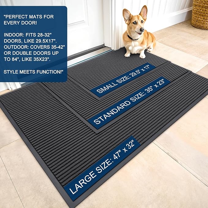 OLANLY Front Door Mat 59x30, Waterproof Heavy-Duty Indoor Outdoor Doormat