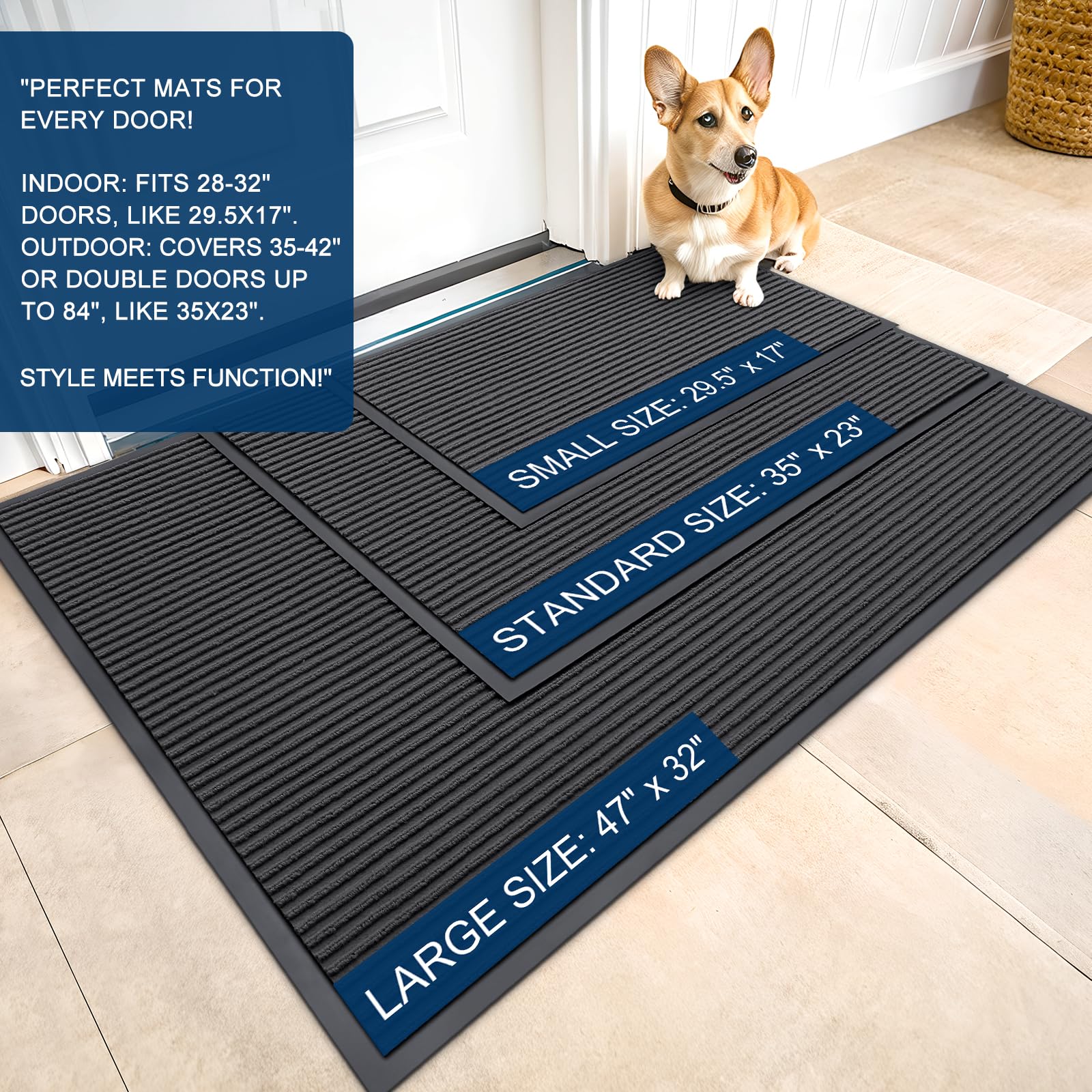 OLANLY Front Door Mat 47x32, Waterproof Heavy-Duty Indoor Outdoor Doormat