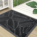 Colorxy Waterproof Doormat, Sturdy Natural Rubber Front Indoor Mat, Non Slip Low Profile Indoor Outdoor Door Mats, Stain and Fade Resistant Floor Mat, Easy Clean Patio Entrance Mat, 59''x23'', Black