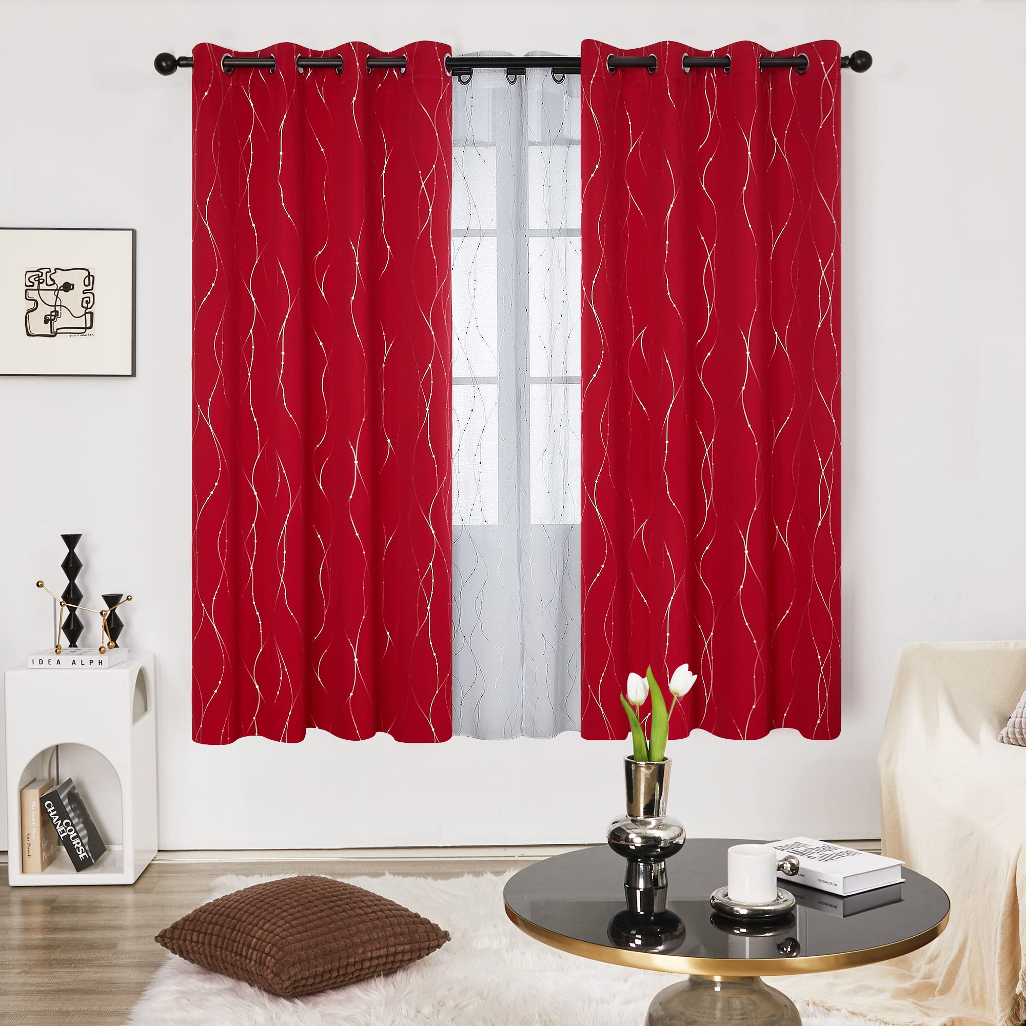 Deconovo Living Room Curtains 72 Inches Long, Blackout Curtains for Bedroom