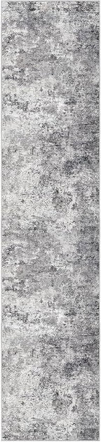 UERMEI 2X10 Washable Runner Rug for Hallway: Soft Neutral Modern Abstract Area Rug - Non-Slip Low Pile Long Throw Indoor Carpet for Kitchen Entryway Kitchen Bedroom Laundry - Grey