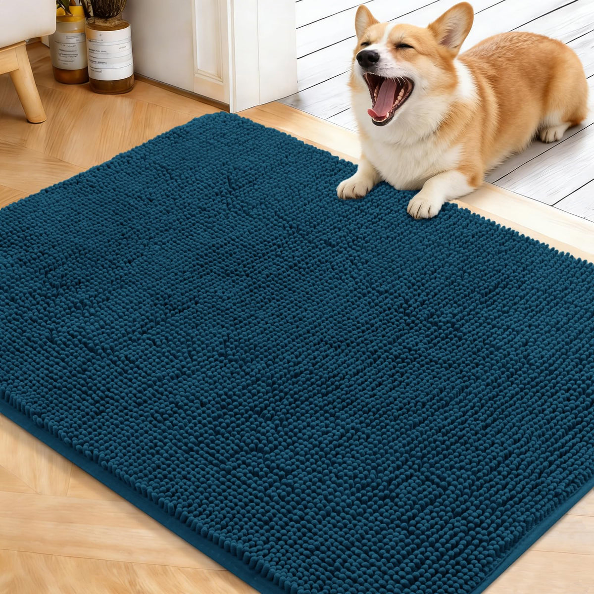 OLANLY Dog Door Mat for Muddy Paws 40x32, Super Absorbent Chenille Mud Mat