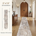 UERMEI 2X10 Washable Runner Rug for Hallway: Soft Neutral Modern Abstract Area Rug - Non-Slip Low Pile Long Throw Indoor Carpet for Kitchen Entryway Kitchen Bedroom Laundry Bathroom - Brown/Grey/Red