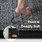 36x24 Large Bathroom Rugs Washable Non Slip, Black Bath Mat for Bathroom Floor Tub, Soft Absorbent Quick Dry Mats for Shower, Bathtub,Home Decor