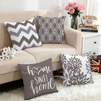 Hexagram Geometric Grey Pillow Covers 18x18 Set of 4, Decorative Outdoor Boho Modern Throw Pillow Covers, Home Sweet Home Farmhouse Cushion Case for Couch Sofa Bedroom Indoor Decor(No Insert)