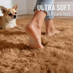 OLANLY 9x12 Machine Washable Large Area Rugs for Living Room, Bedroom, Soft Fluffy Shaggy Bedside Rug, Indoor Floor Carpet for Kids Girls and Boys, Dorms, Home Decor Aesthetic, Khaki